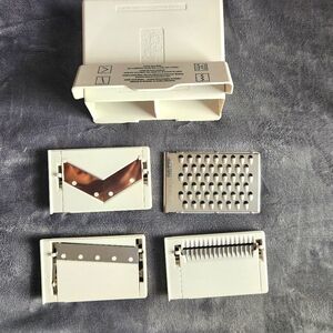 Pampered Chef 1087 Ultimate Mandoline Slicer Grater 4  Blades Only + Storage Box